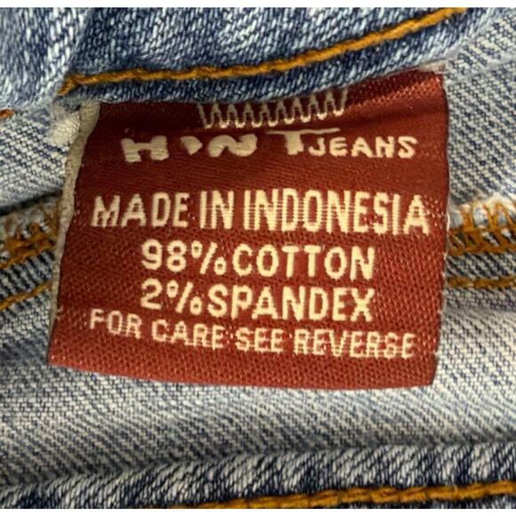 HINT Y2K flare leg denim jeans Womens distressed boho hippie Low Rise blue 27x32 - Picture 8 of 10